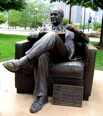 This statue in downtown Chicago honors the character of Bob Hartley. It comes complete with a couch on which passersby can recline. (Courtesy of TV Land)